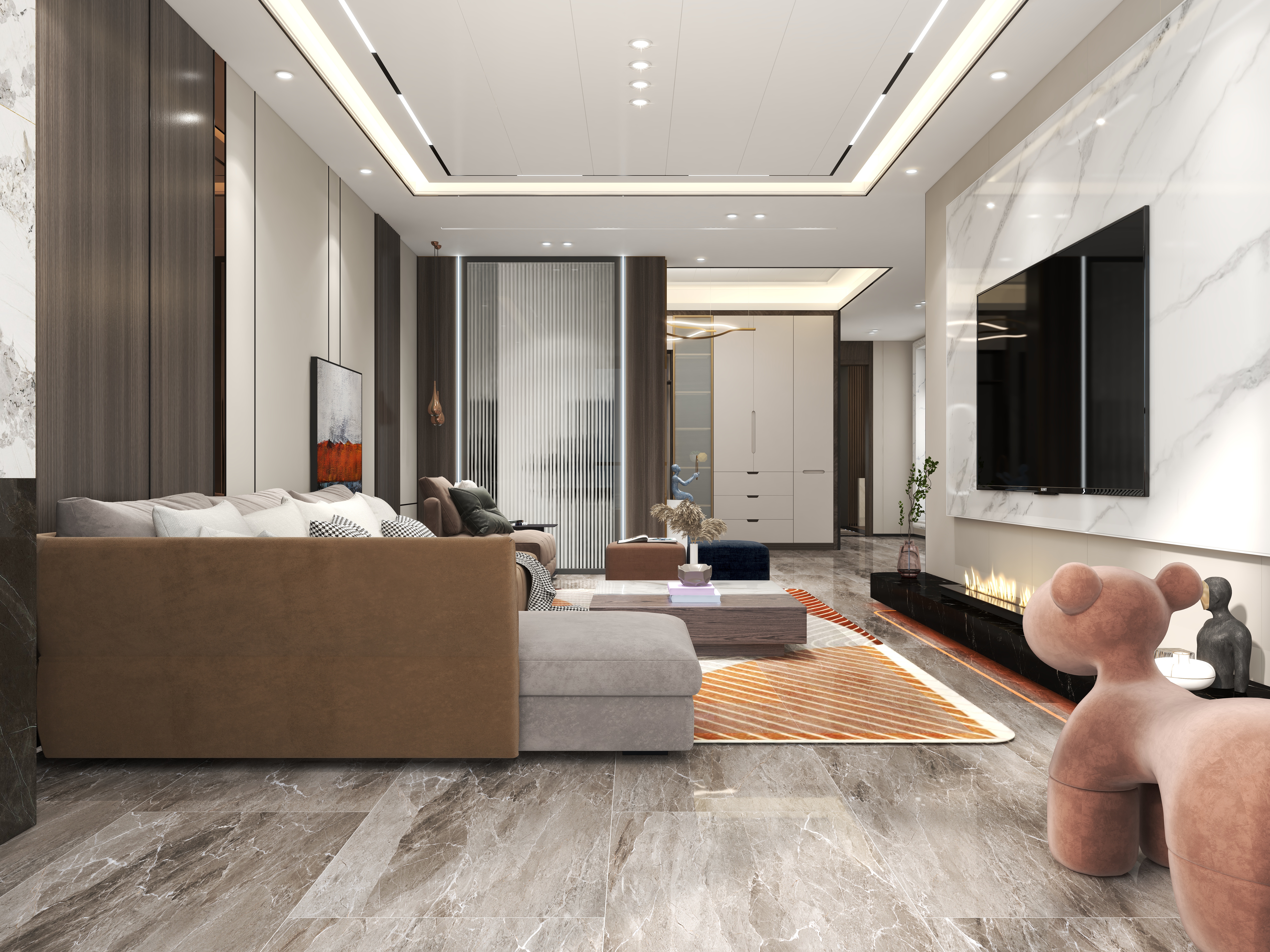 张旭-『情深几许』260平|大平层6房现代轻奢装修效果图