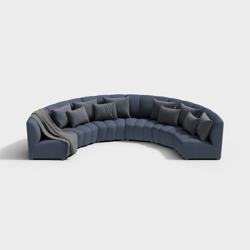 意大利 米洛提 Minotti 现代弧形多人沙发抱枕组合-多人沙发
