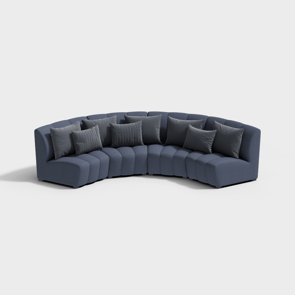 意大利 米洛提 Minotti 现代弧形多人沙发抱枕组合-多人沙发2