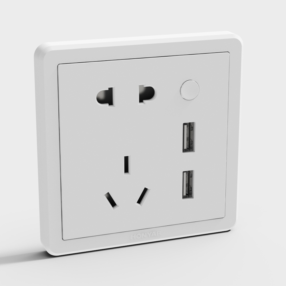 鸿雁-10A智能插座双USB-U1-白