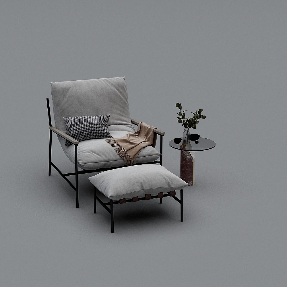 现代卧室主人房-躺椅3D模型
