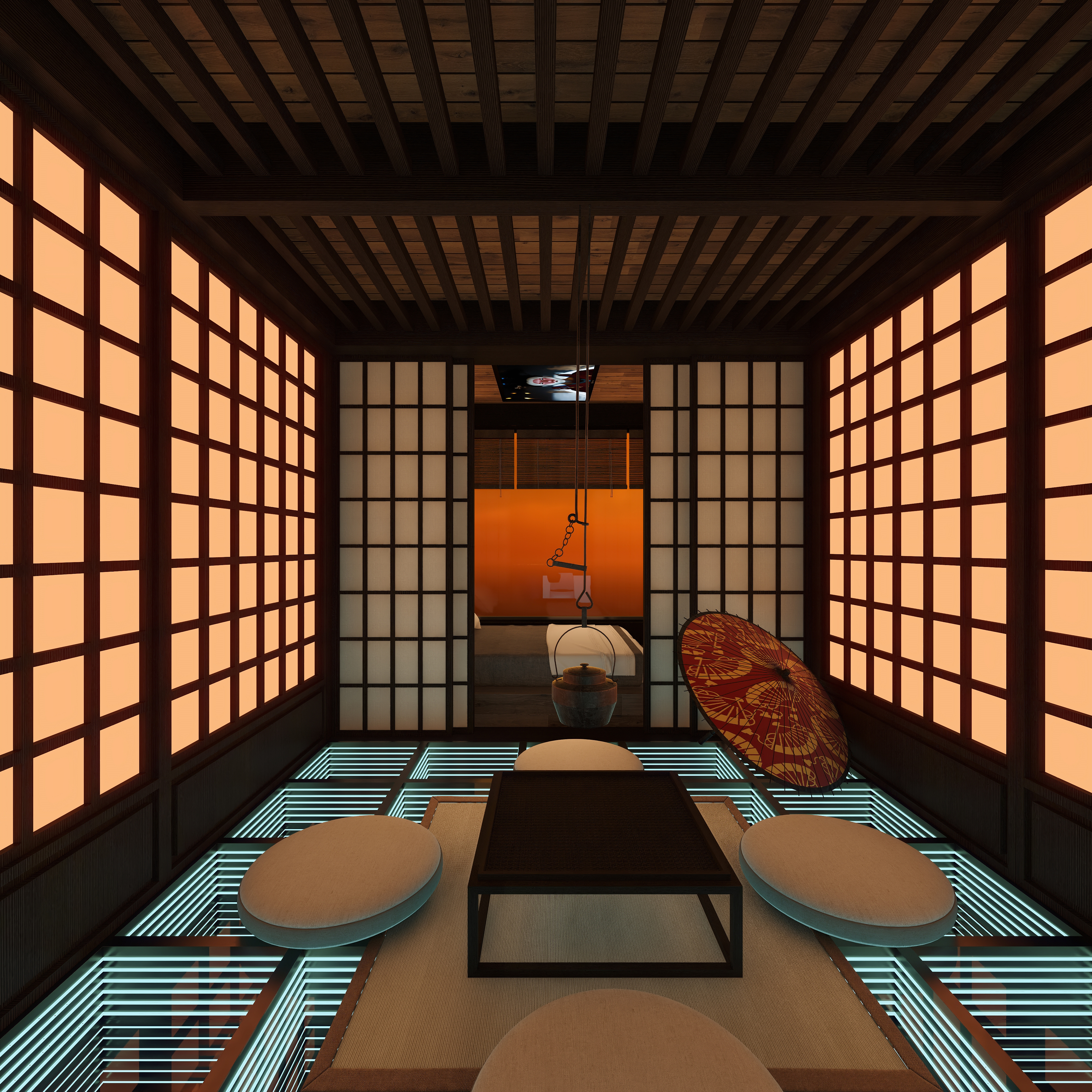 熬暖酱-阳光100A10座日式赛博朋克民宿一层4号房装修效果图第5张