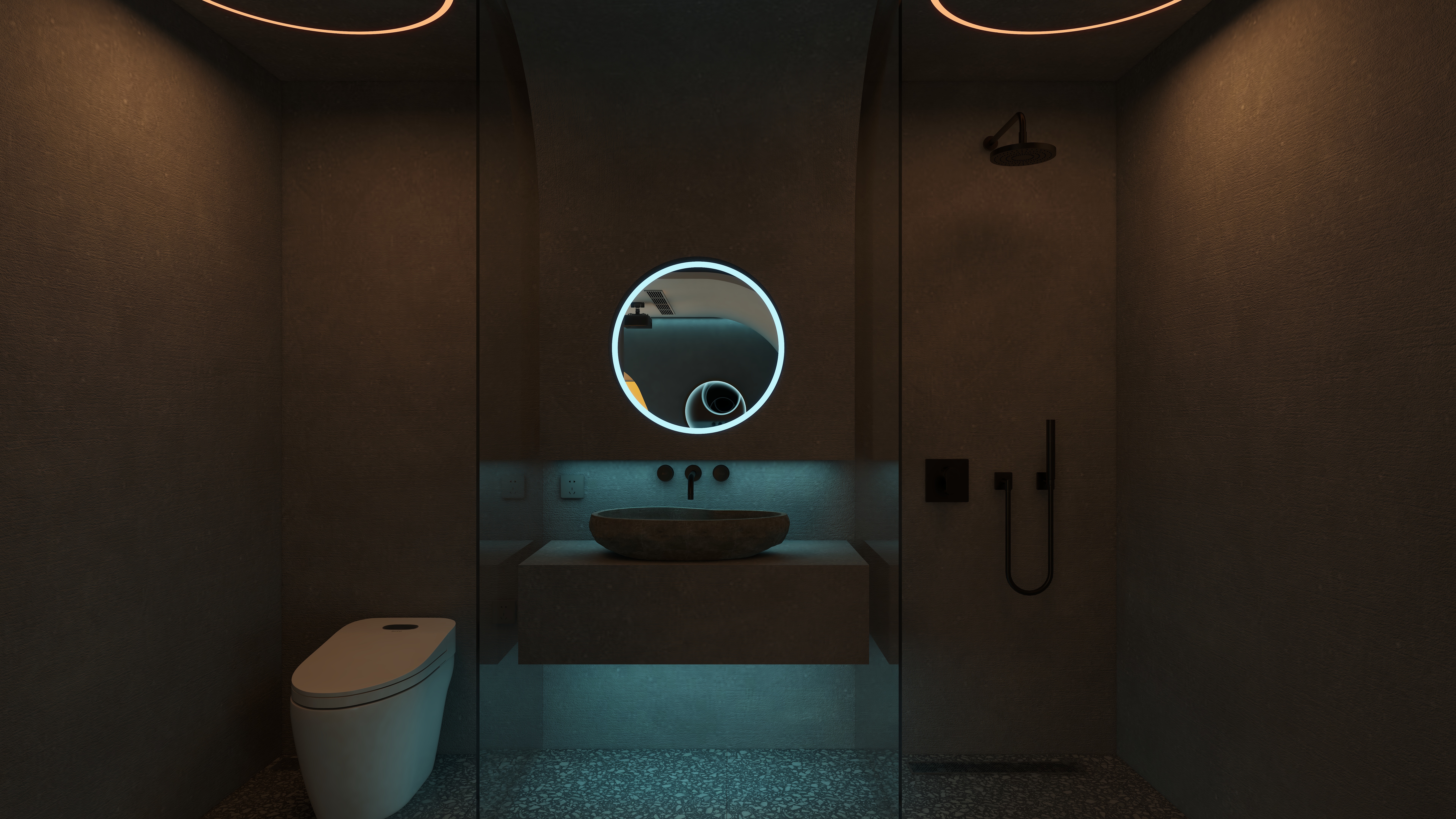 熬暖酱-阳光100A10座日式赛博朋克民宿一层1号房卫生间装修效果图第1张