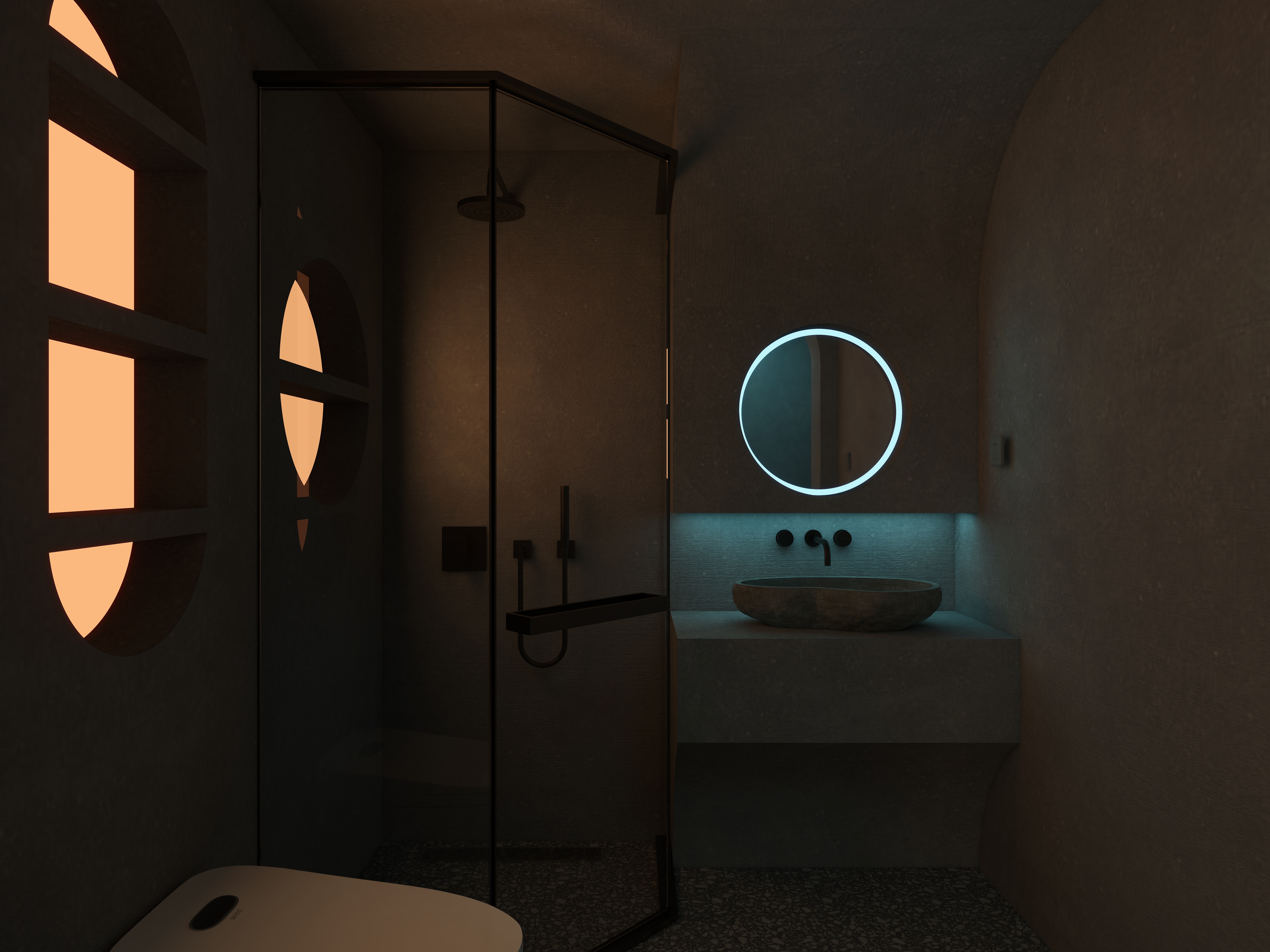 熬暖酱-阳光100A10座日式赛博朋克民宿一层4号房卫生间装修效果图第2张