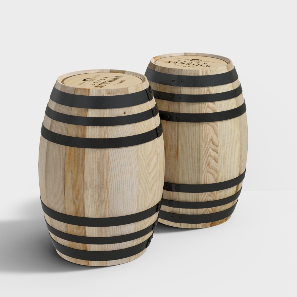 酒桶-四面方盒堆头-商品3D模型