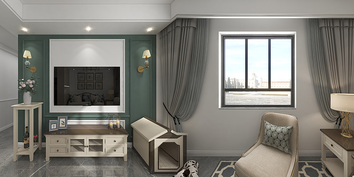 设计师安园园呀-万象天地美式风格三房两厅一卫-装修设计方案