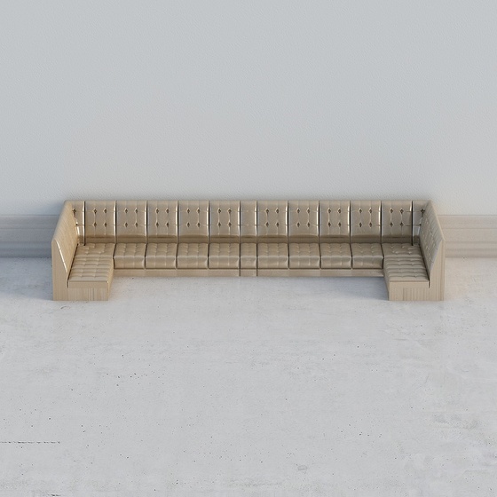 Gray Booth Seating 3D Model for Casual Dining Areas
