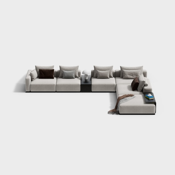 American Modern European L-shaped Sofa,Seats & Sofas,Earth color+Black