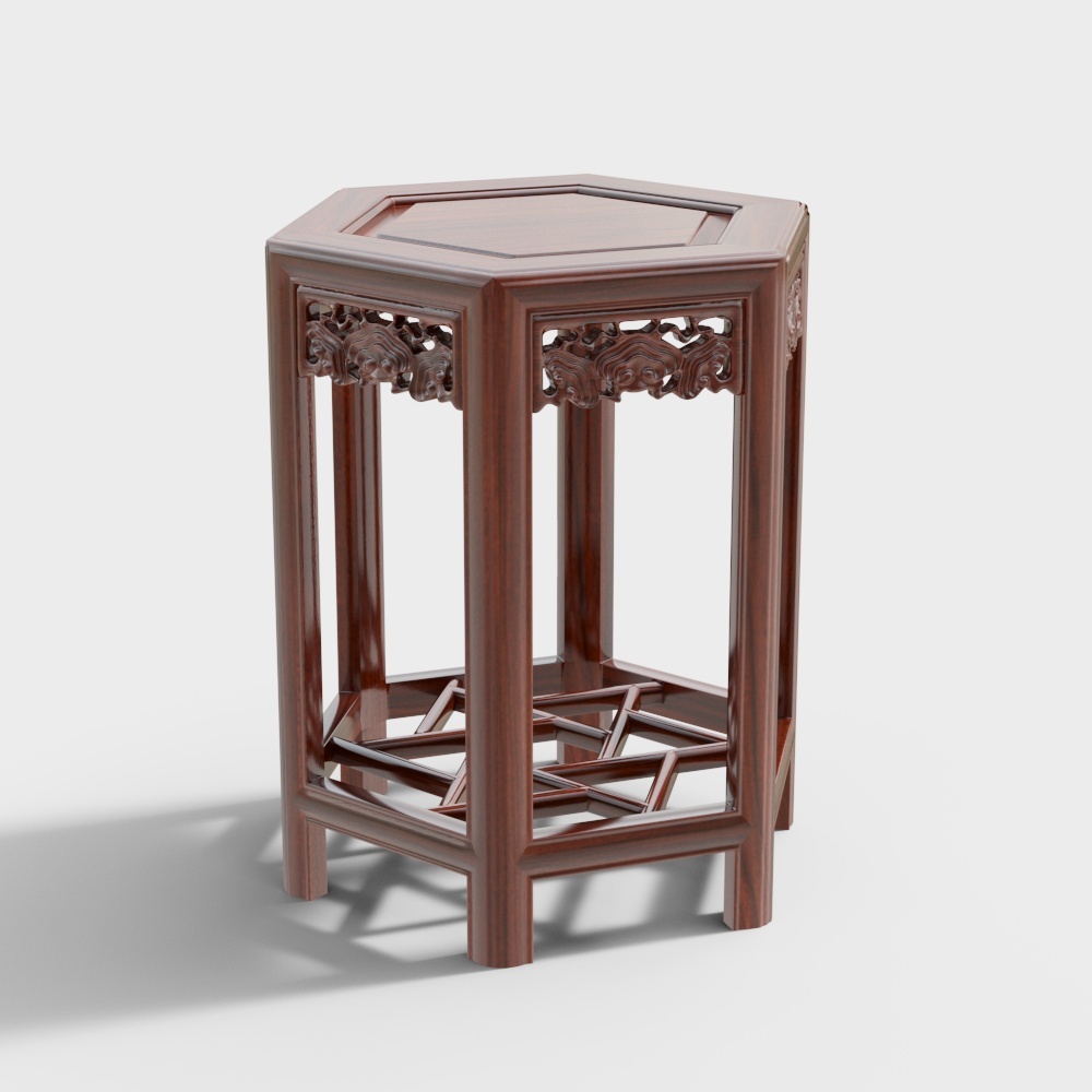 六角台配套凳（奥氏黄檀 白酸枝）3D模型