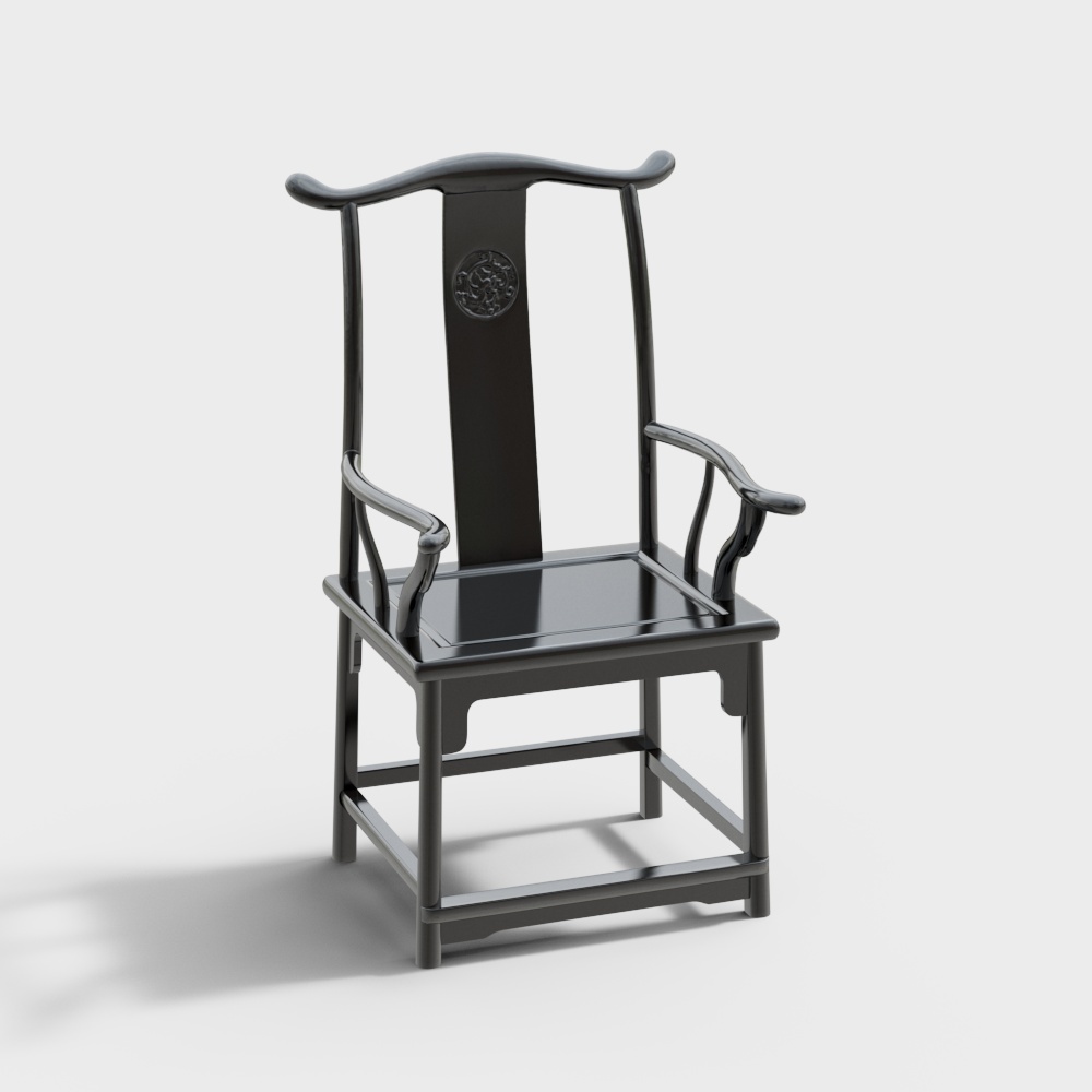 螭龙纹四出头官帽椅（紫光檀）3D模型
