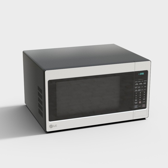 Modern Microwave Oven 3D Model in Gray