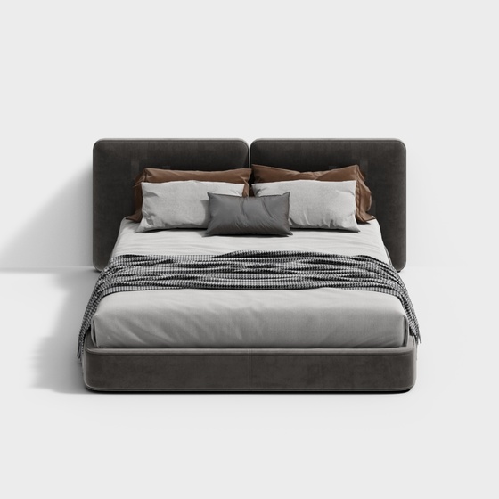 Sleek Modern King Size Bed Frame 3D Model
