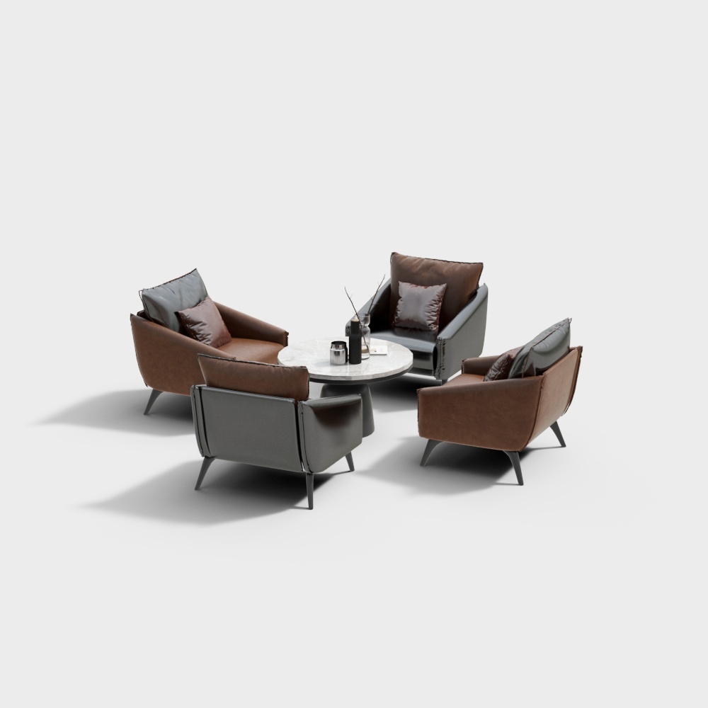 现代皮革休闲桌椅3D模型