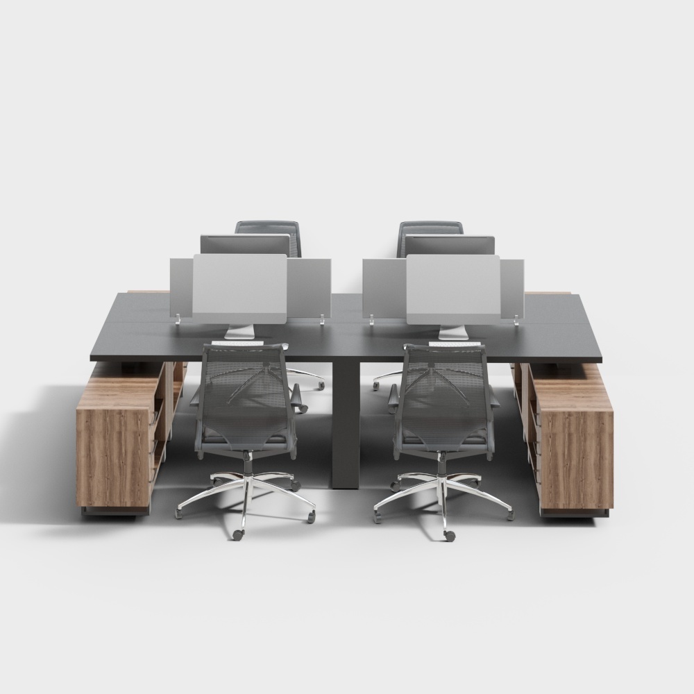 现代卡位办公桌椅3D模型
