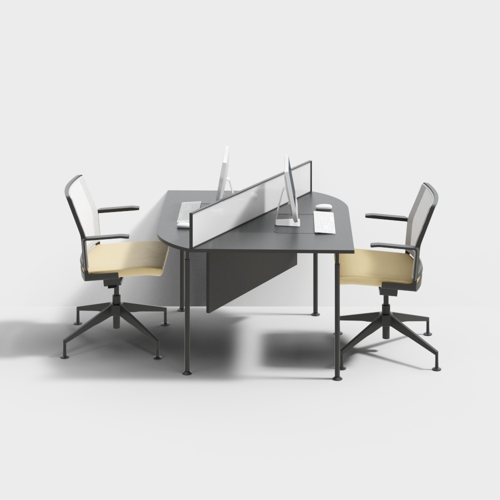 现代卡位办公桌椅3D模型