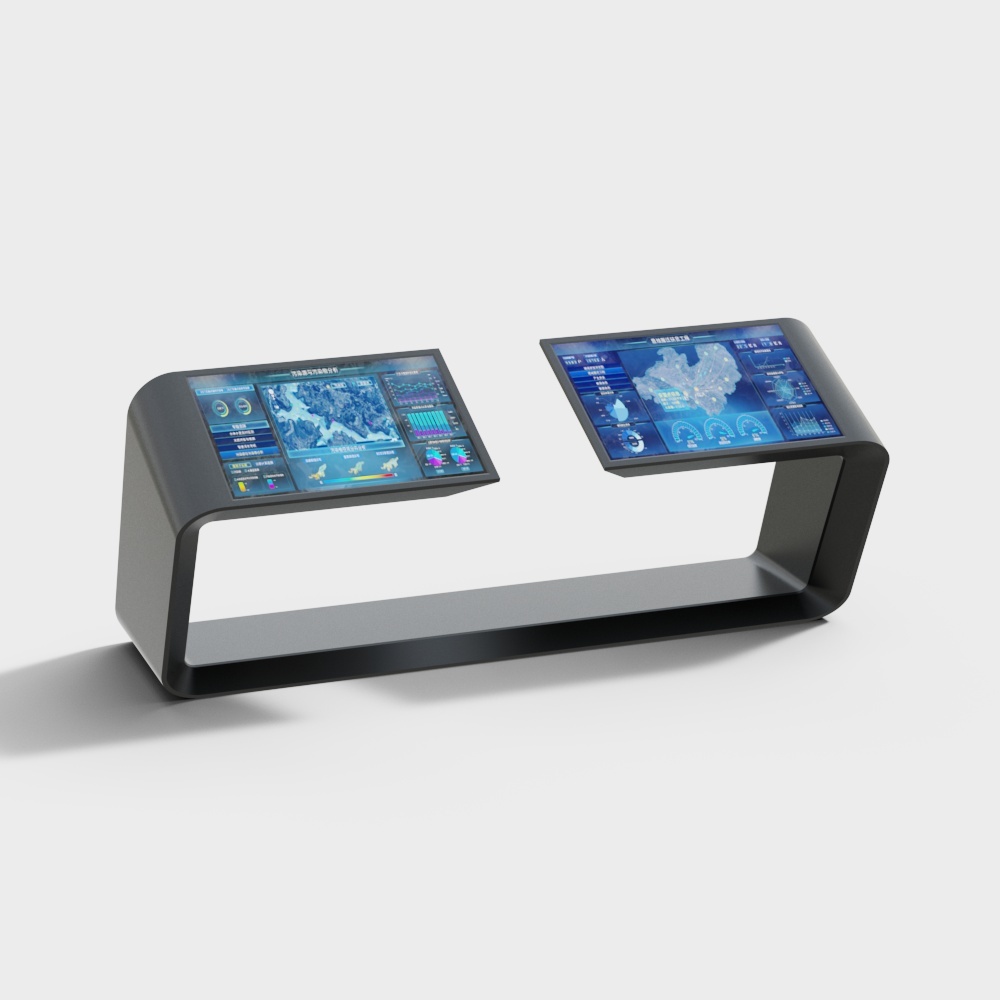 现代 多媒体交互式触摸屏一体机组合3D模型