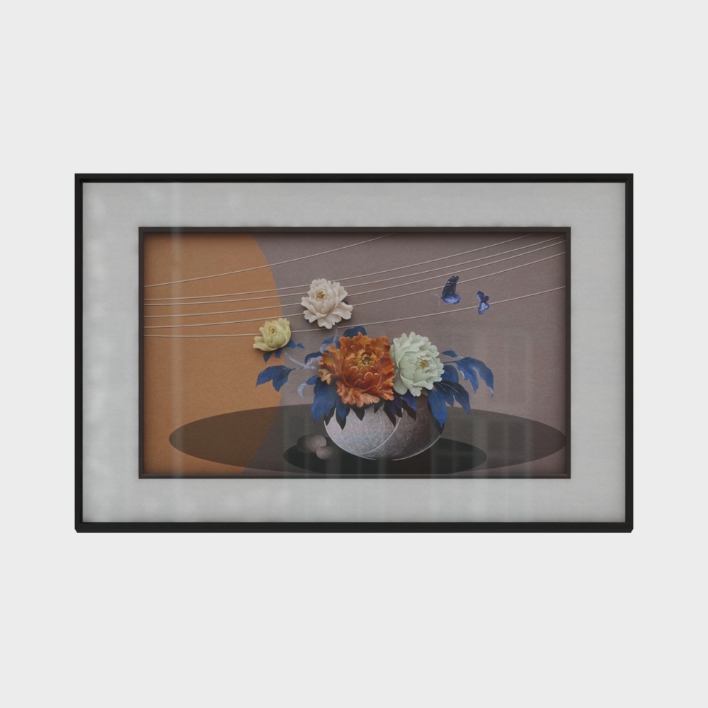 简上-新中式玉雕-餐厅装饰画-国色天香