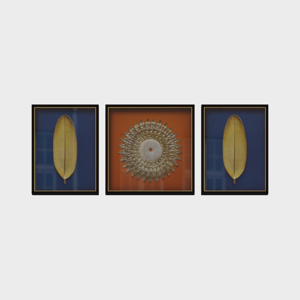 简上-实物装裱画-客厅装饰画-家大业大-蓝-23D模型