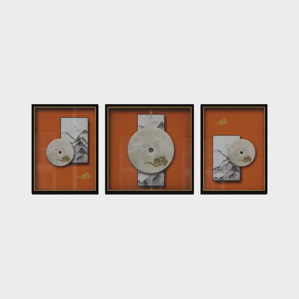简上-实物装裱画-客厅装饰画-平安纳福-橙