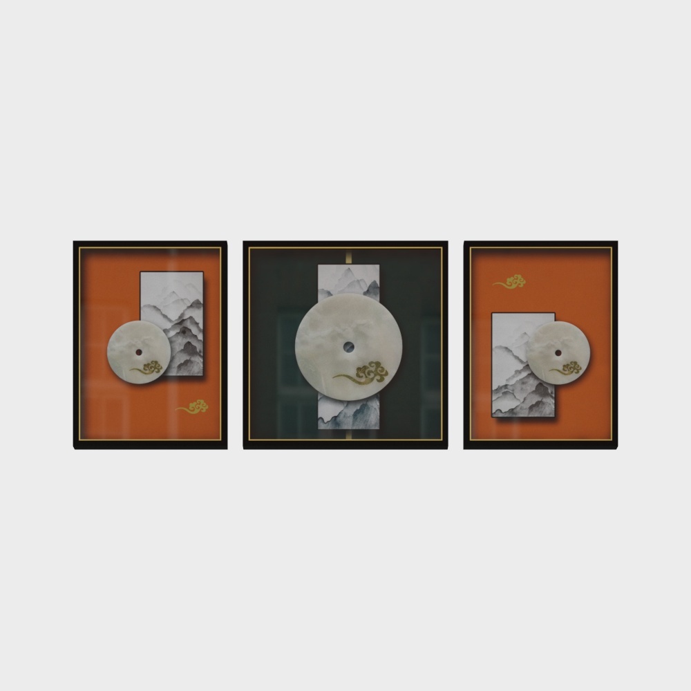 简上-实物装裱画-客厅装饰画-平安纳福-橙-2