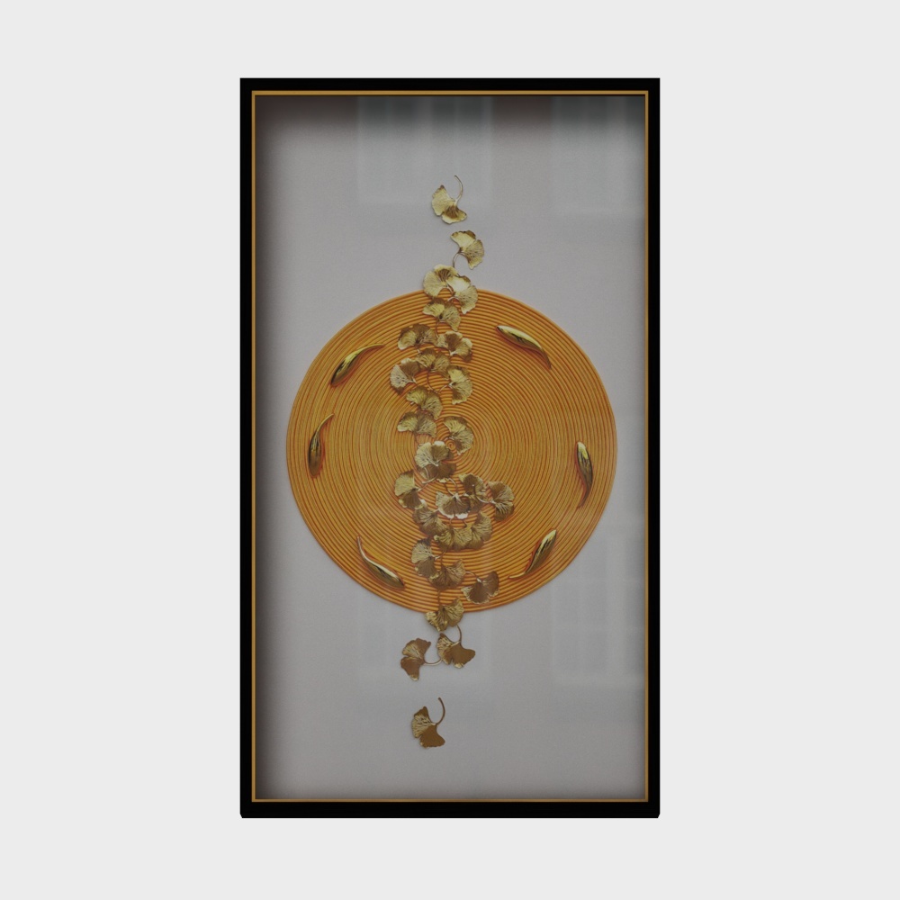 简上-实物装裱画-玄关装饰画-年年有余-橙