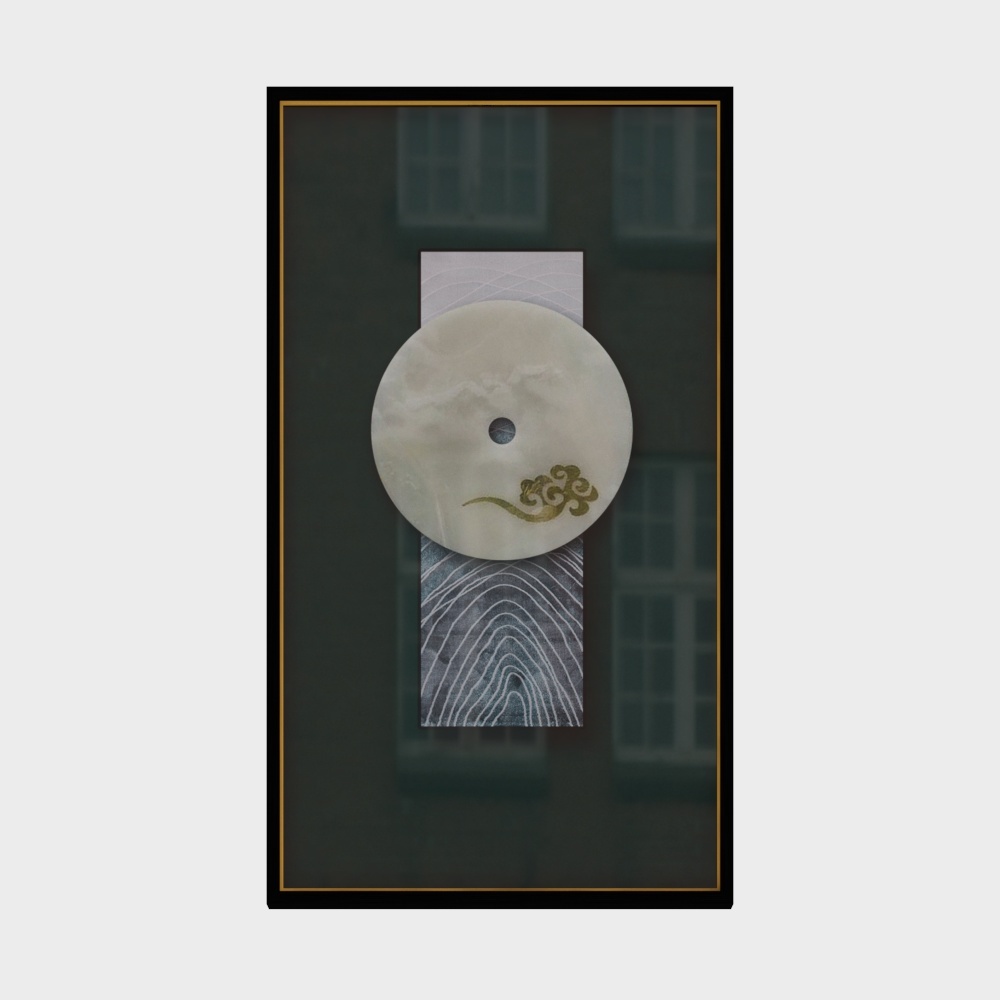 简上-实物装裱画-玄关装饰画-福禄圆满-青