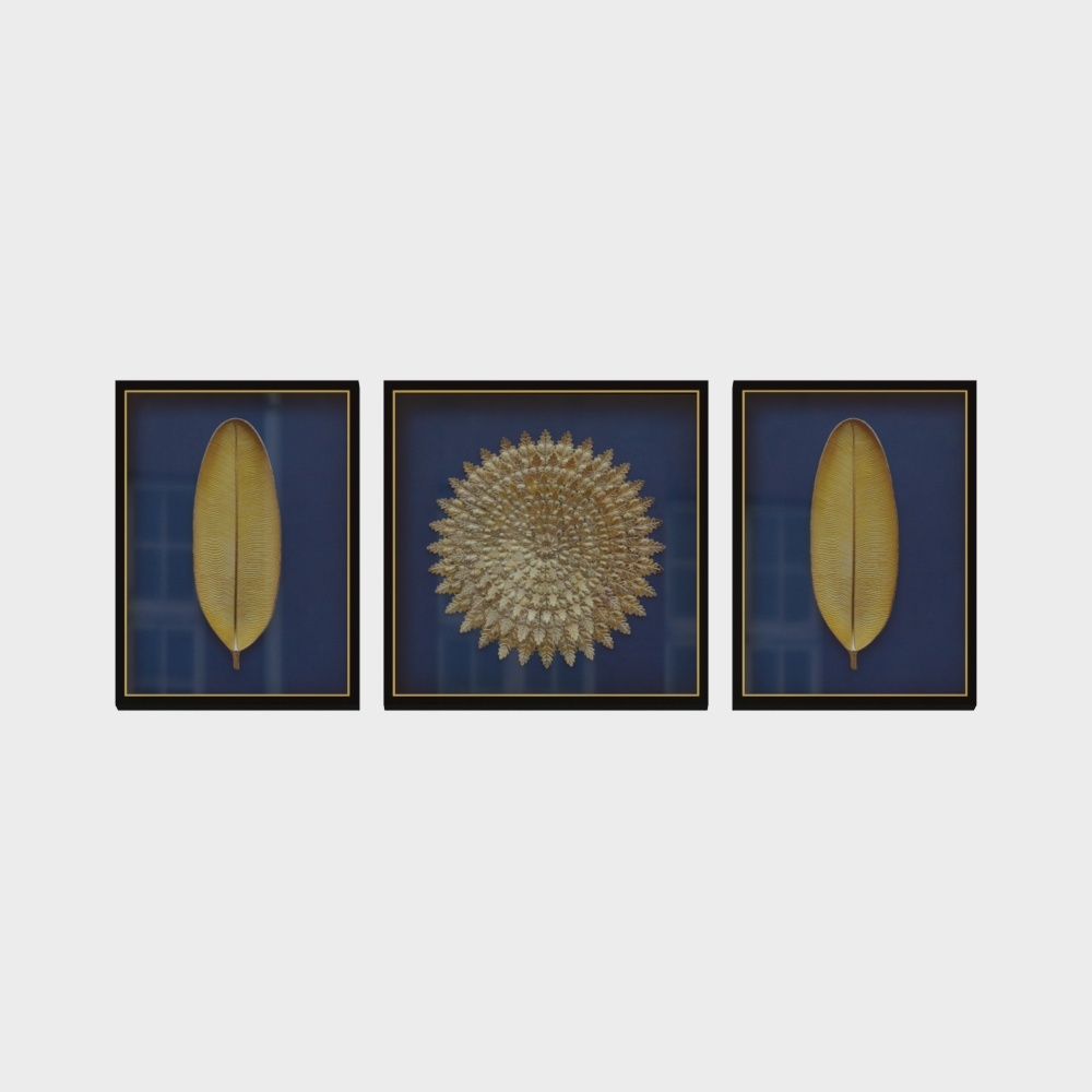 简上-实物装裱画-客厅装饰画-家大业大-蓝3D模型
