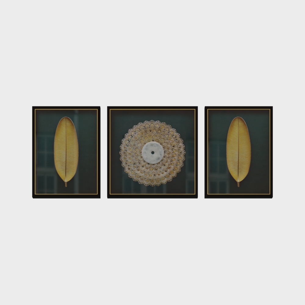 简上-实物装裱画-客厅装饰画-家大业大-青3D模型