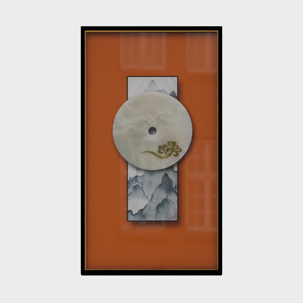 简上-实物装裱画-玄关装饰画-福禄圆满-橙
