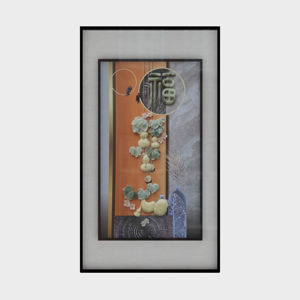 简上-新中式玉雕-玄关装饰画-福