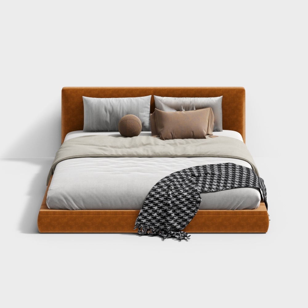 现代卧室双人床3D模型