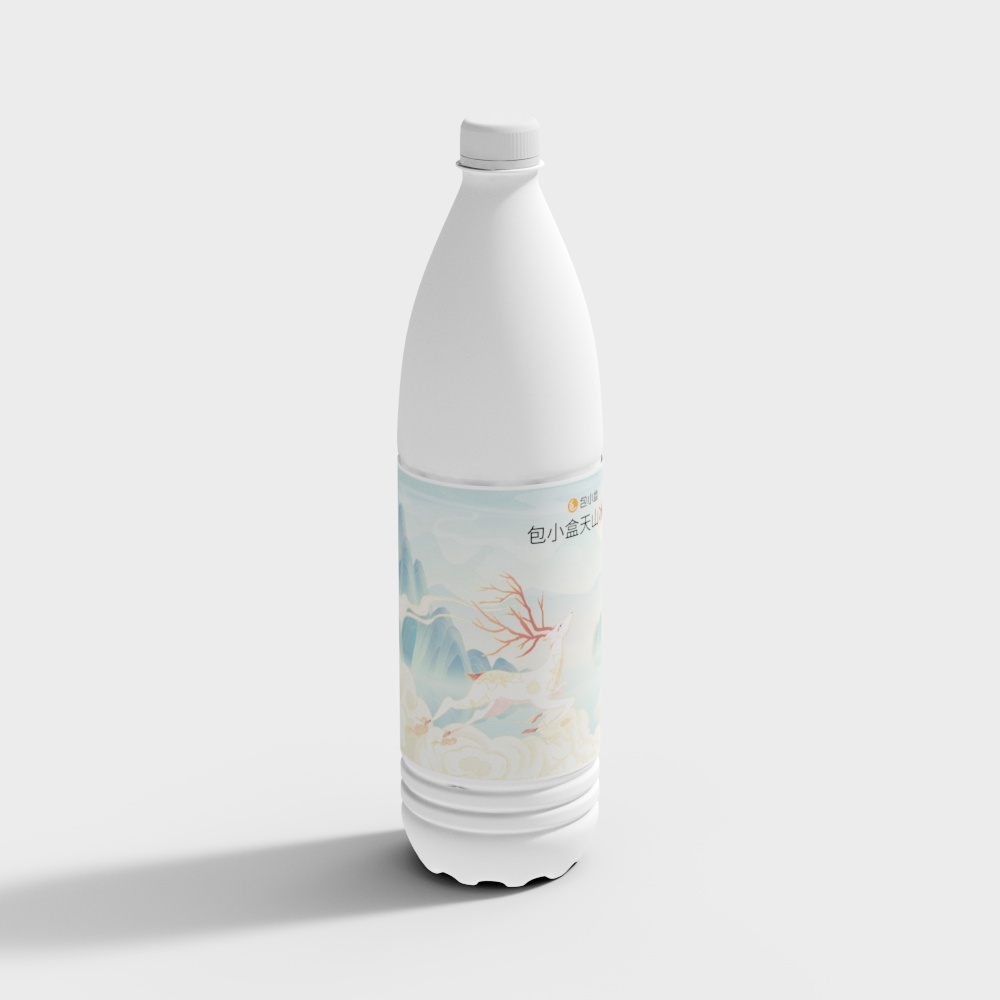 包小盒-国风矿泉水瓶3D模型