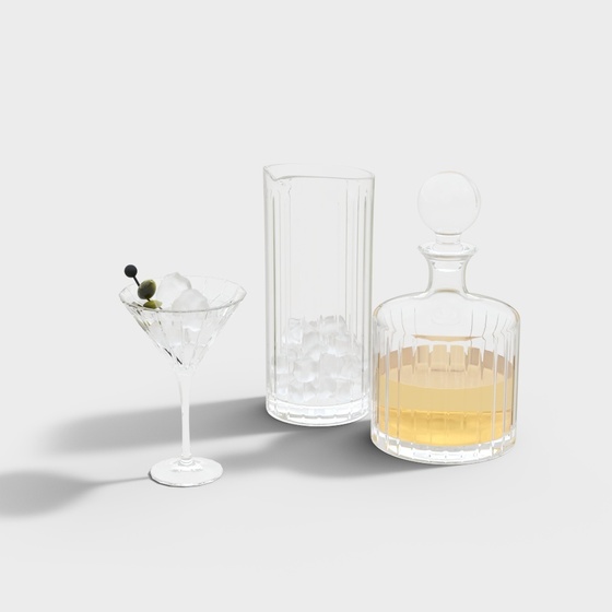 Elegant Wood Color Ornamental Wine Glass 3D Model
