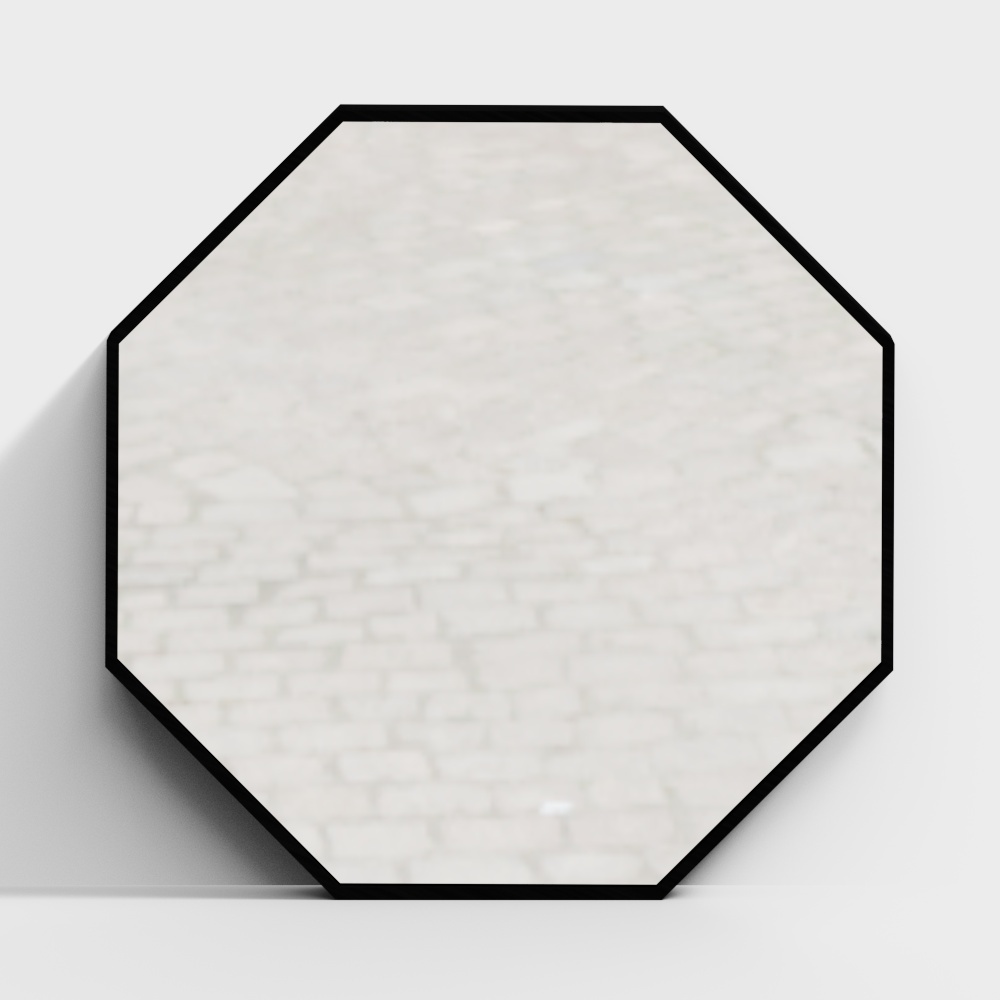 英科-铝合金装饰镜-八边镜多边形镜磨砂黑AL065-600x6003D模型