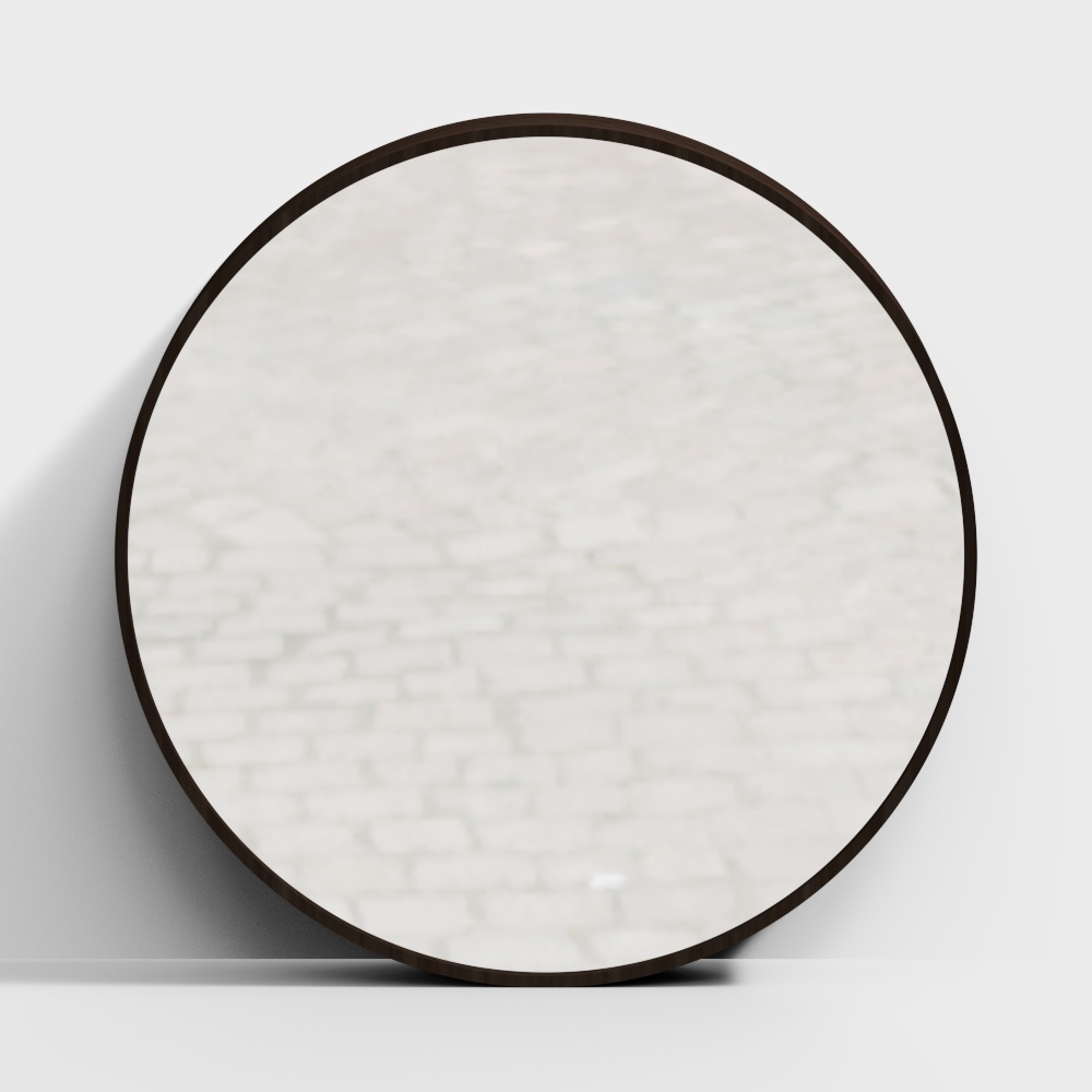 英科-铝合金装饰镜-圆镜棕砂木纹AL057-500x5003D模型