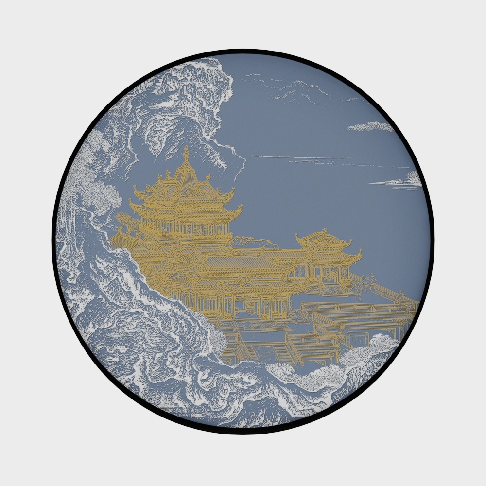 简上-立体肌理画-玄关装饰画-重楼叠影B3D模型