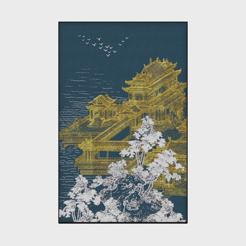简上-立体肌理画-玄关装饰画-近水楼台