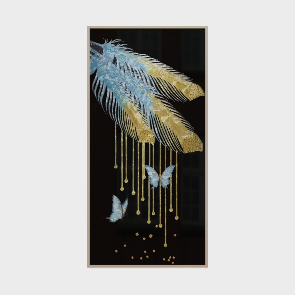 臣萱全屋配画-珐琅彩画-化羽成蝶2
