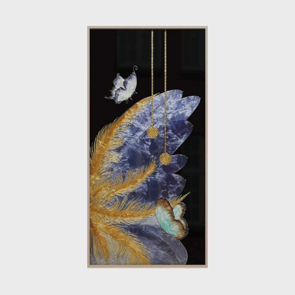 臣萱全屋配画-珐琅彩画-化羽成蝶1