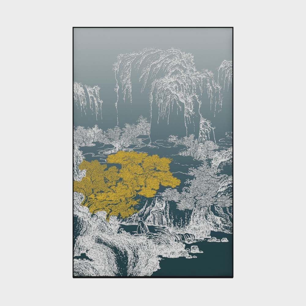 简上-立体肌理画-玄关装饰画-山栖谷隐B3D模型
