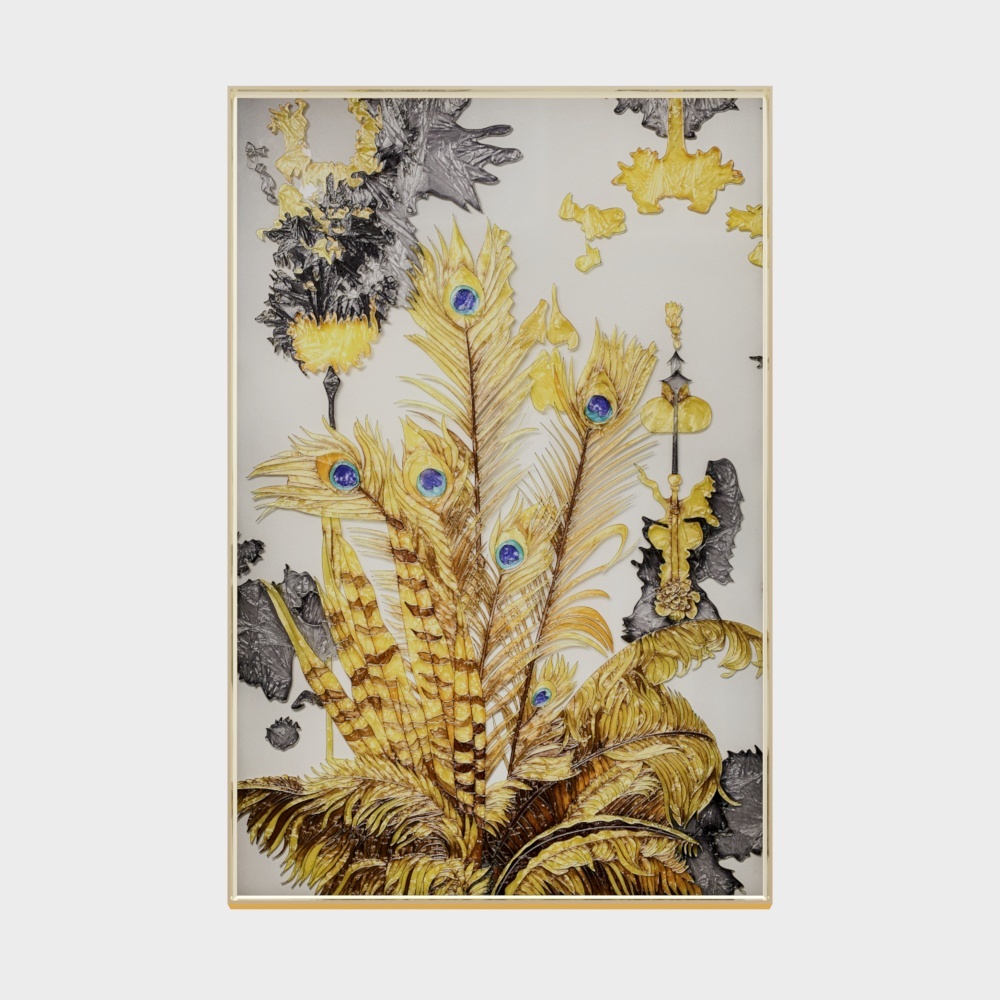 臣萱全屋配画-珐琅彩画-金花翎3D模型