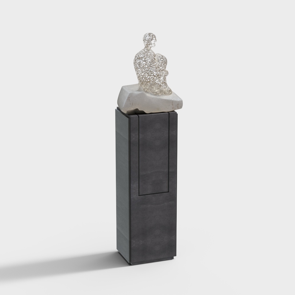 现代抽象雕像摆件-人像摆件3D模型