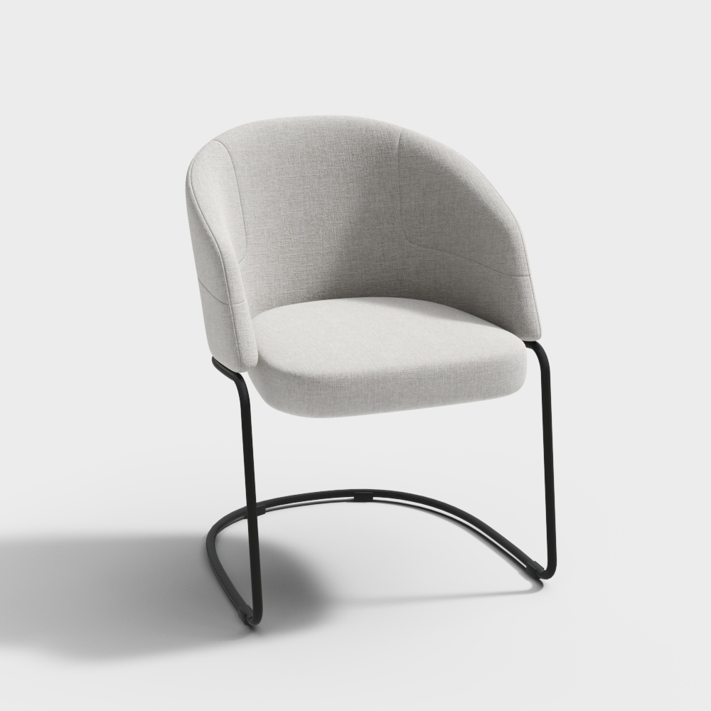 现代布艺休闲椅-白色休闲椅3D模型