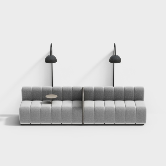 Booth Seating 3D Model in Gray Finish