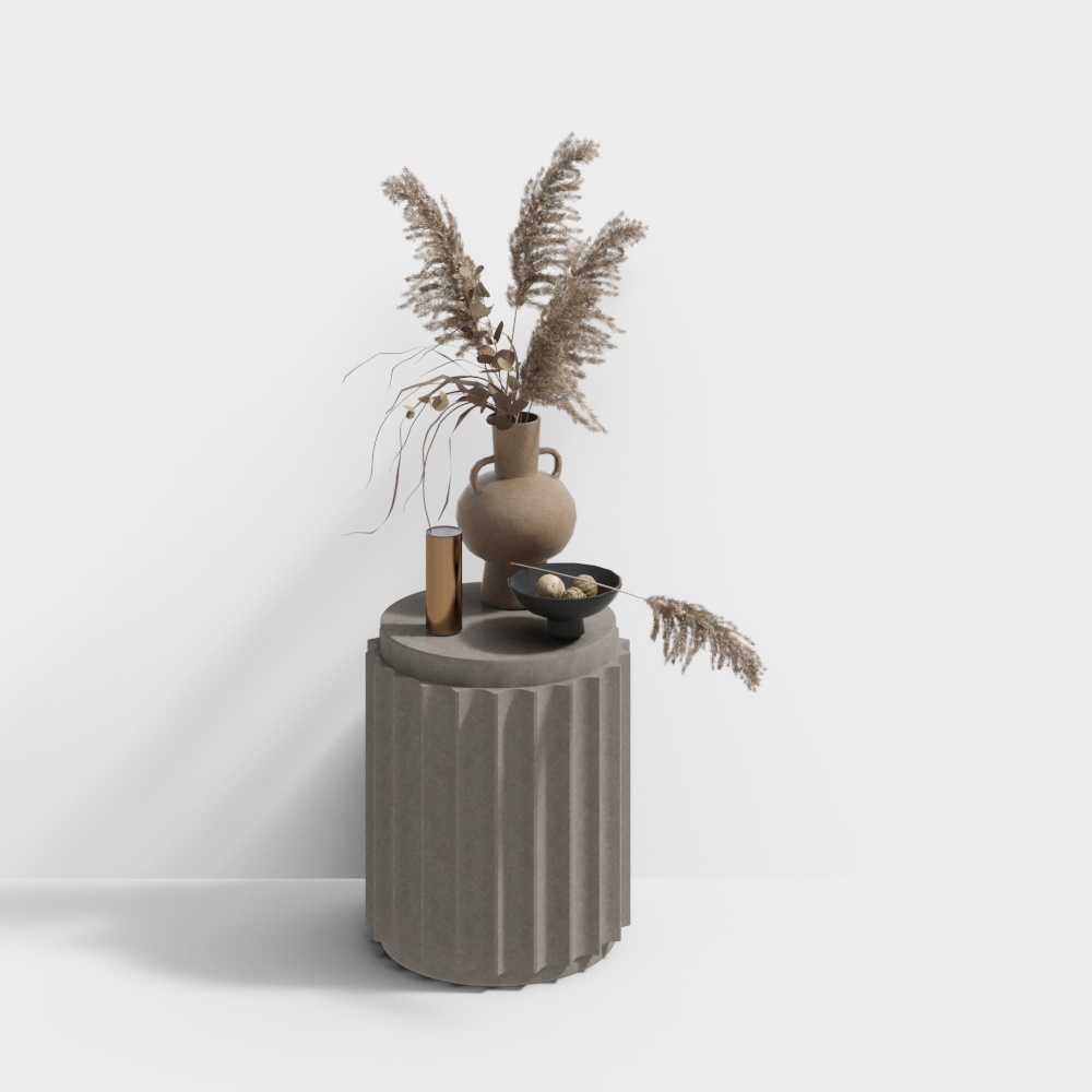 现代边几圆几-花卉边几3D模型