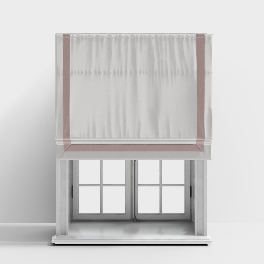 现代布帘折叠帘窗帘-白色卷帘3D模型