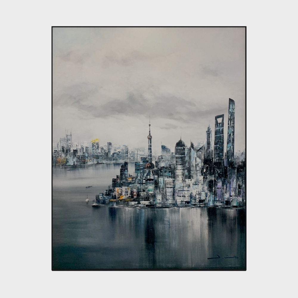 简上-高端油画-玄关装饰画-摩登都市B3D模型