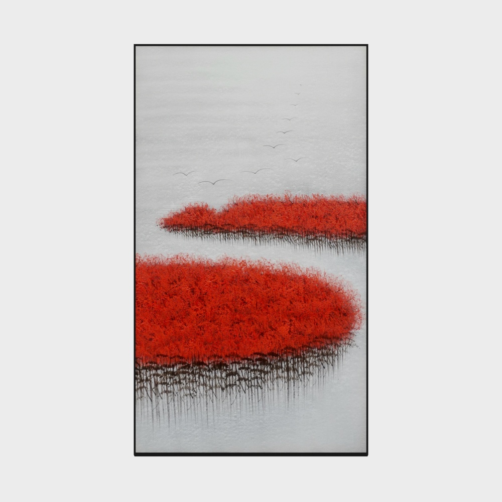 简上-高端油画-玄关装饰画-红色花海B3D模型