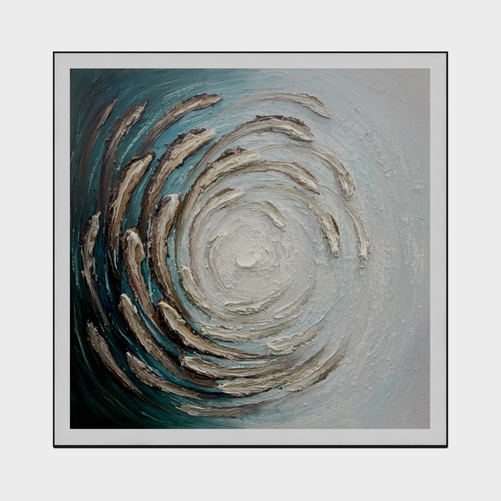 简上-高端油画-玄关装饰画-群鱼聚财3D模型
