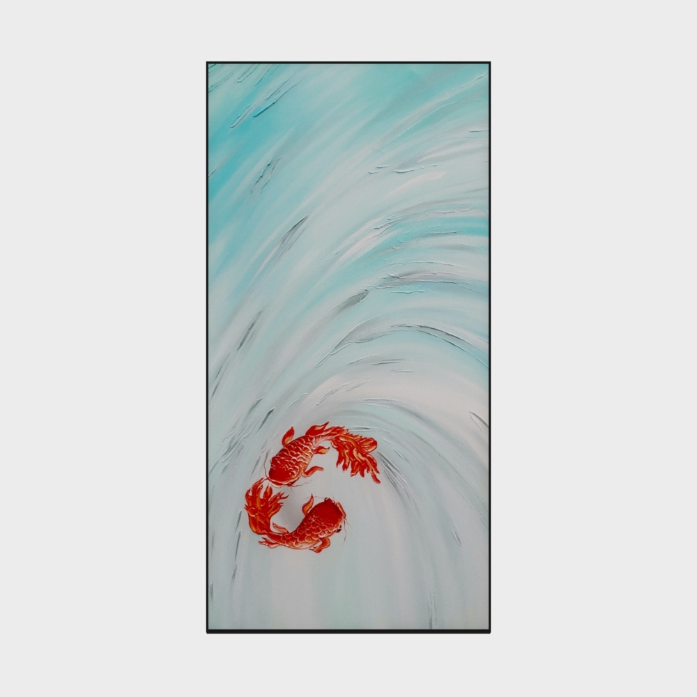简上-高端油画-玄关装饰画-年年有余